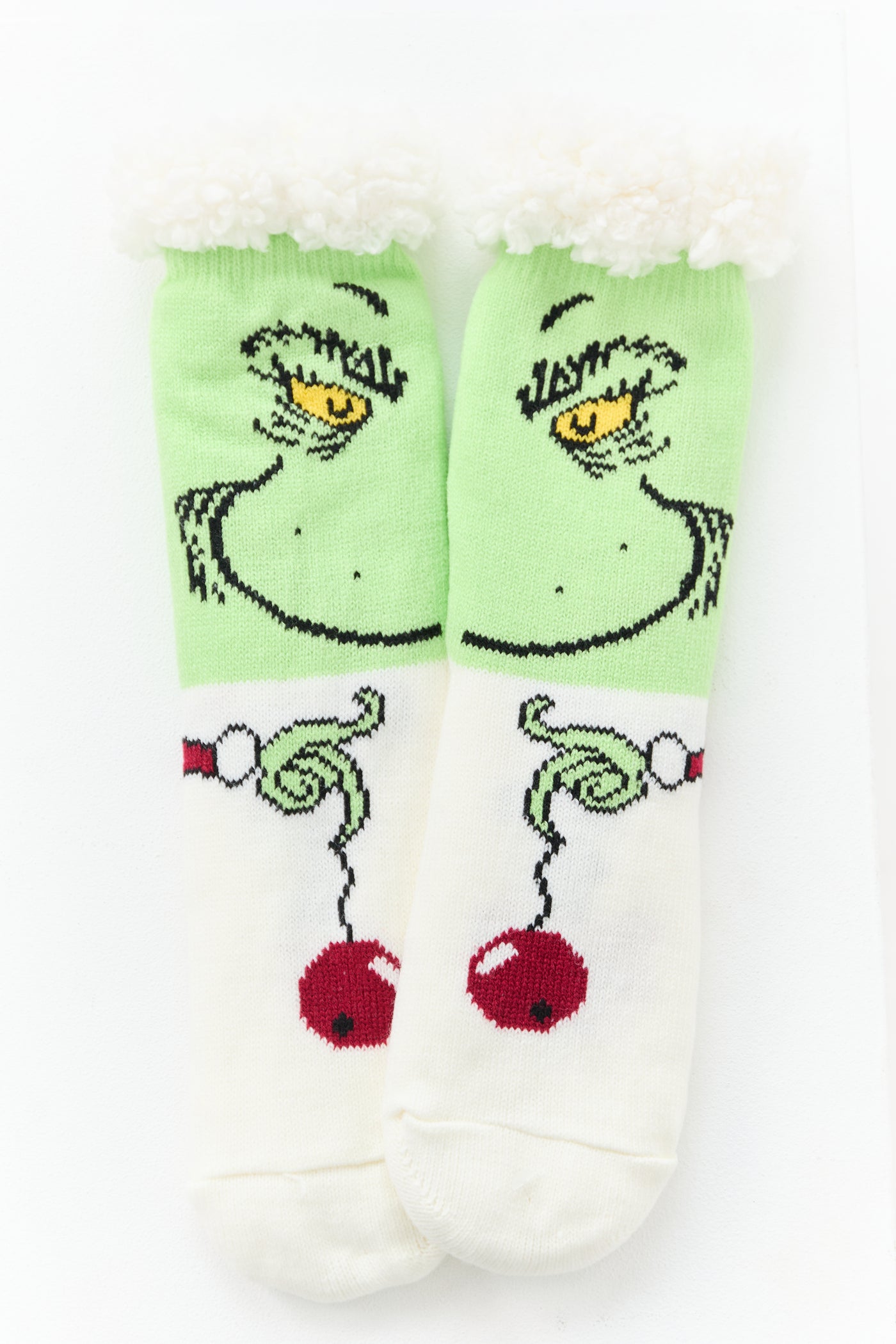 Pistachio Sherpa Lined Character Holiday Grip Socks