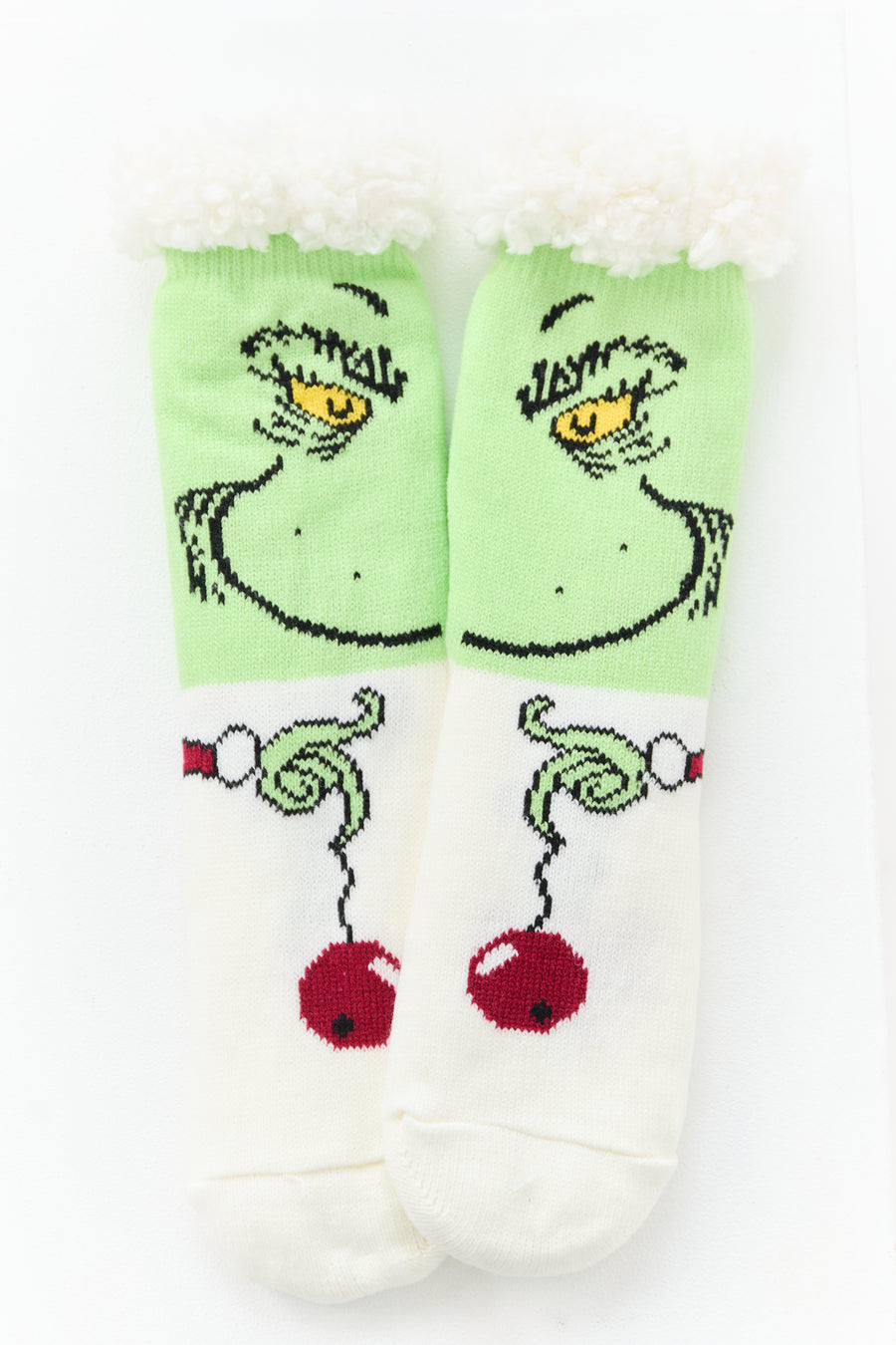 Pistachio Sherpa Lined Character Holiday Grip Socks
