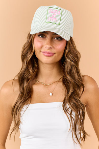 Pistachio Striped 'Raised On 90s Country' Patch Hat