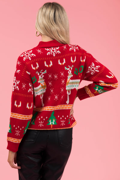 Pomegranate Reindeer Christmas Graphic Sweater