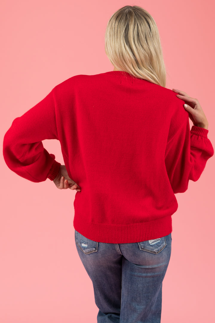 Pomegranate 'merry' Pearl Lettering Sweater