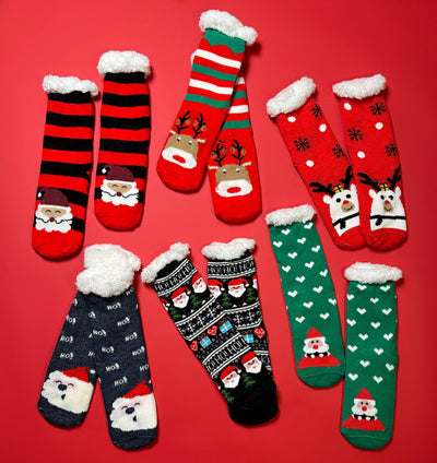 Pomegranate Polar Bear Thick Sherpa Socks