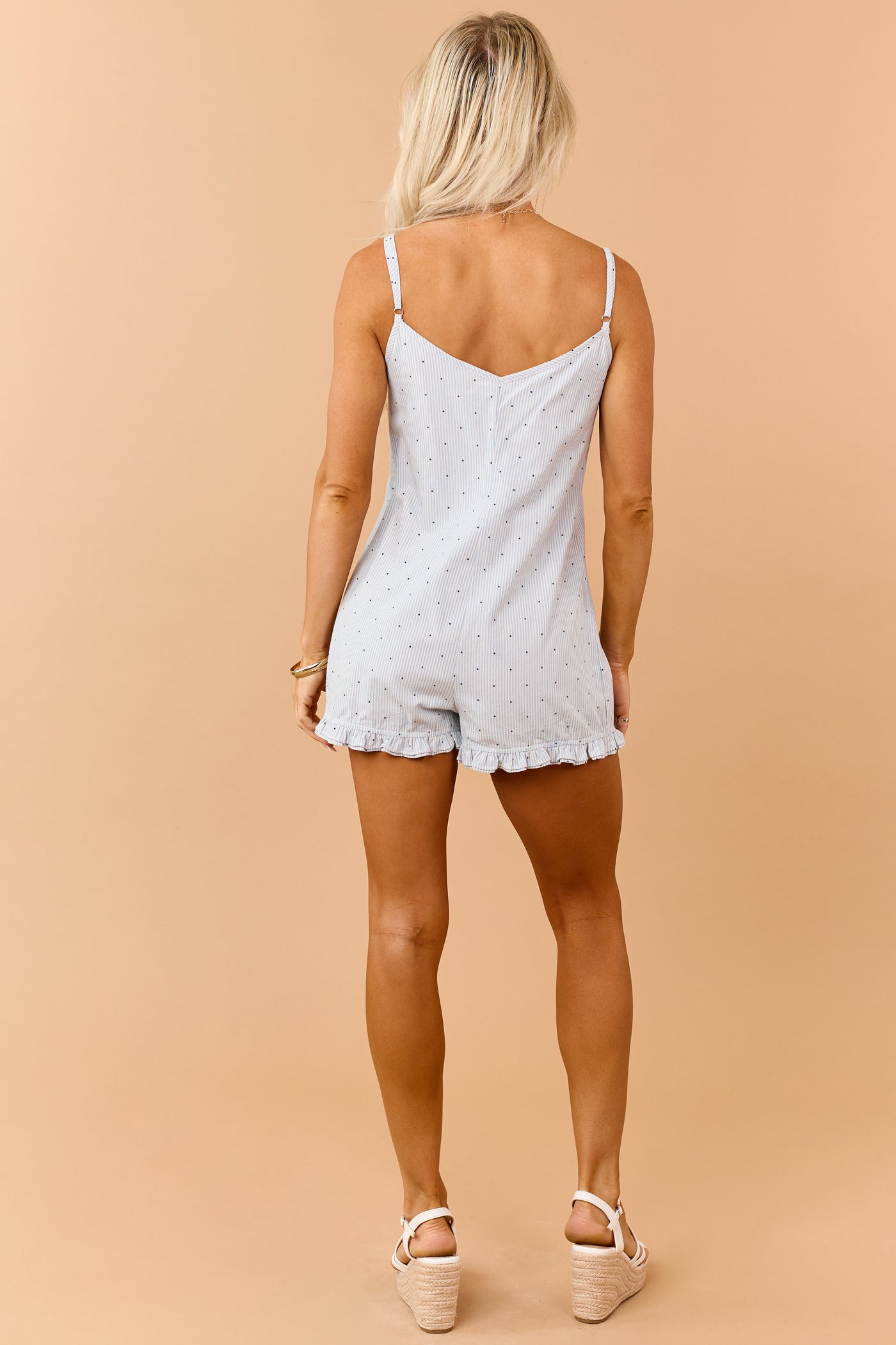 Powder Blue Stars and Stripes Relaxed Romper