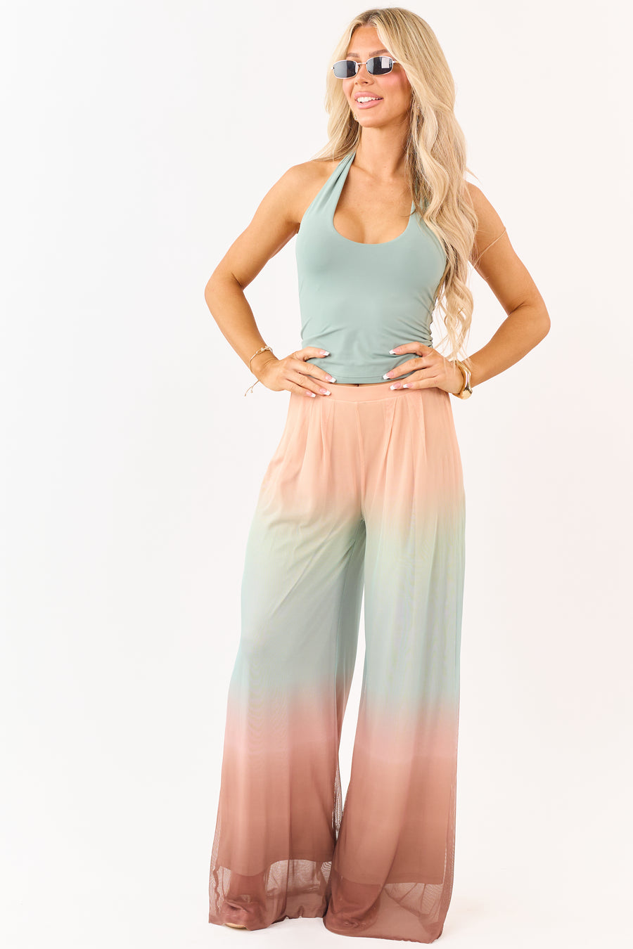 Promesa Multicolor Ombre Mesh Palazzo Pants