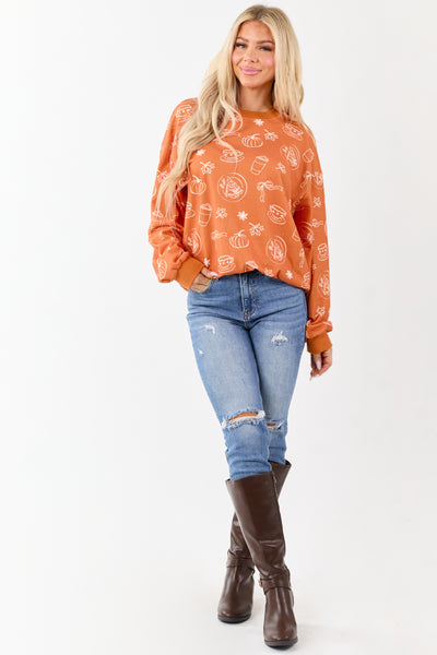 Pumpkin Spice Fall Graphic Relaxed Sweater