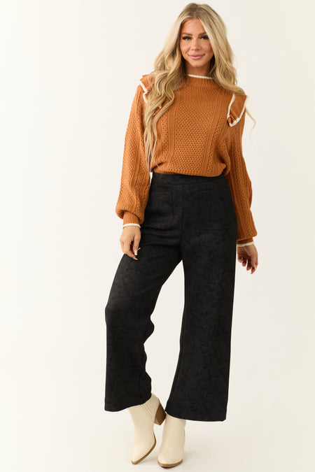 Ruffled Shoulder Knit Sweater Ruffled Shoulder Knit Sweater