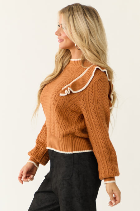 Ruffled Shoulder Knit Sweater Ruffled Shoulder Knit Sweater