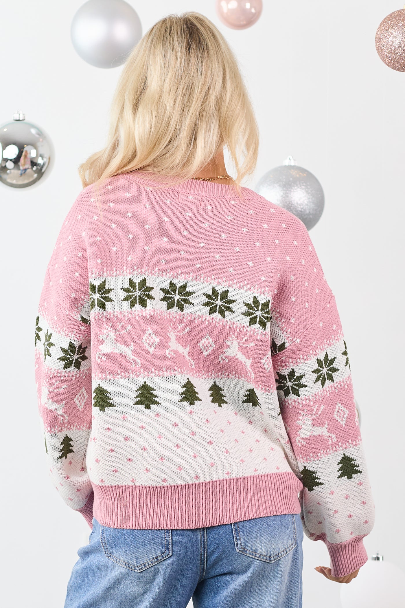 Punch Fair Isle Holiday Pattern Crew Neck Sweater