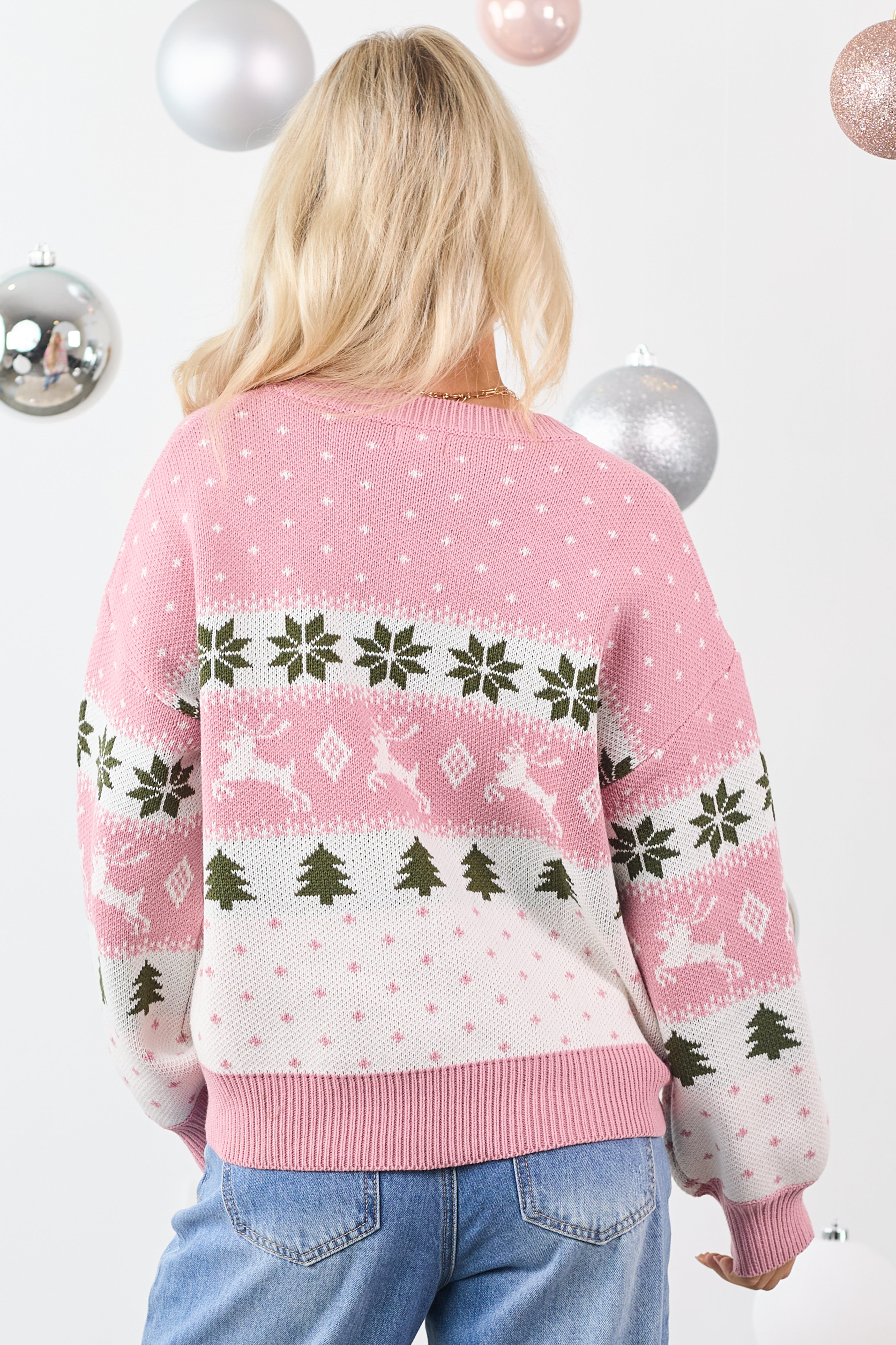 Punch Fair Isle Holiday Pattern Crew Neck Sweater