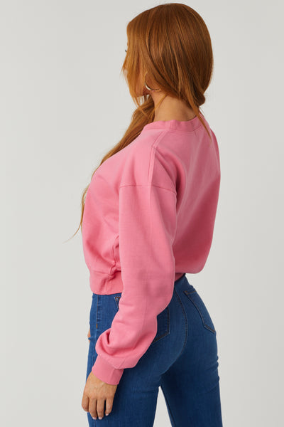 Punch Long Sleeve Round Neck Cropped Sweatshirt