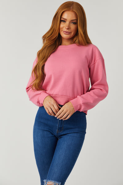Punch Long Sleeve Round Neck Cropped Sweatshirt