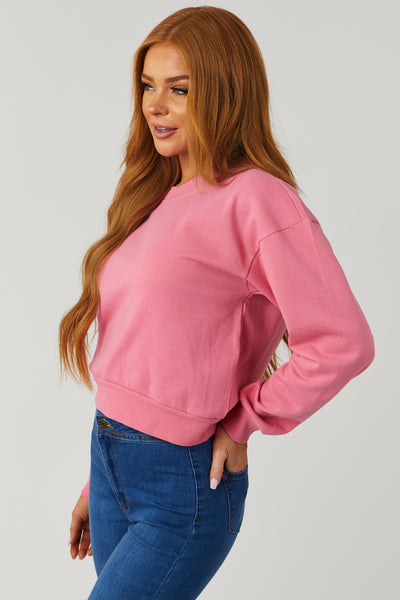 Punch Long Sleeve Round Neck Cropped Sweatshirt