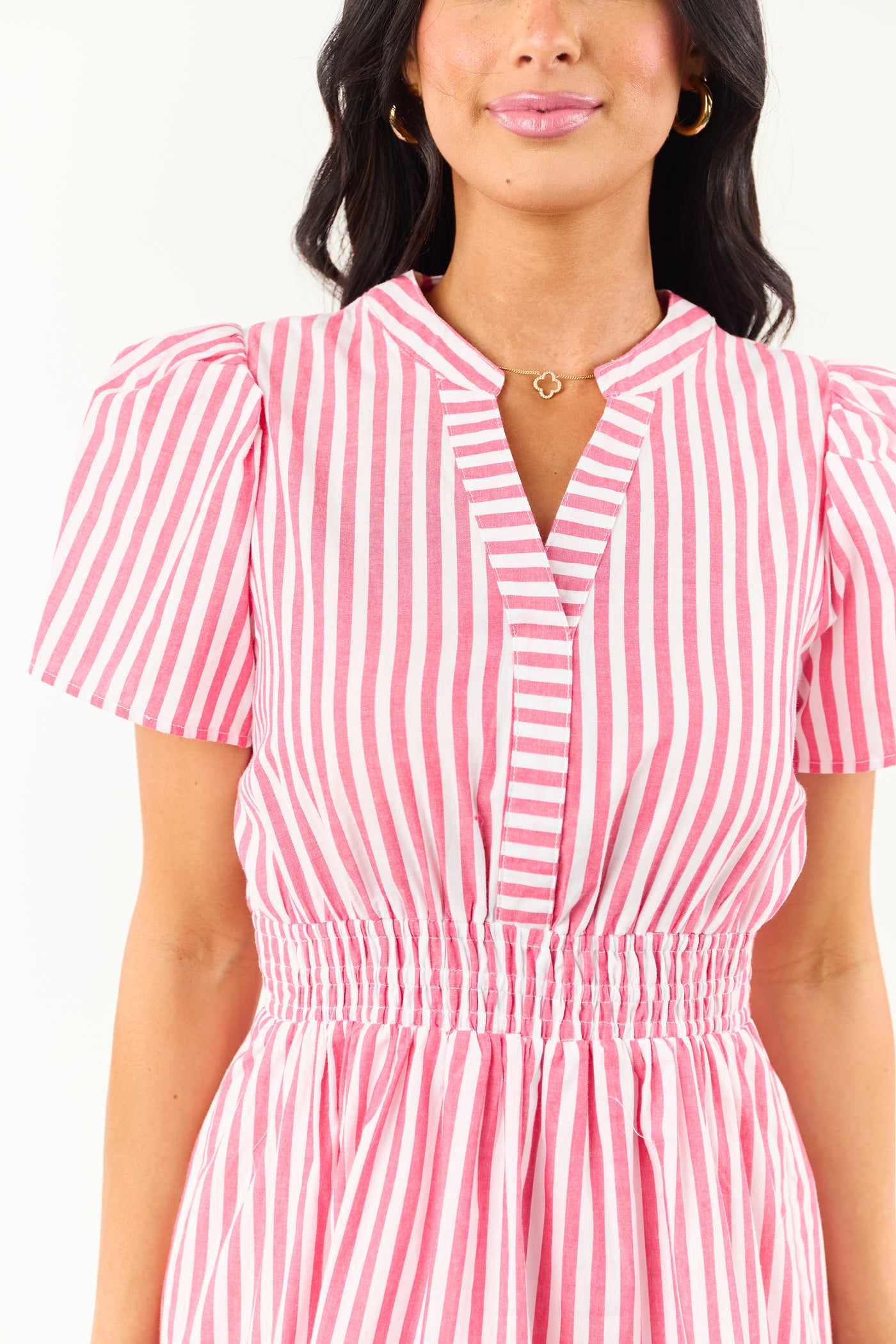 short sleeve cotton mini dress 100% Cotton White Stripe Mini T-Shirt Dress - All Dresses