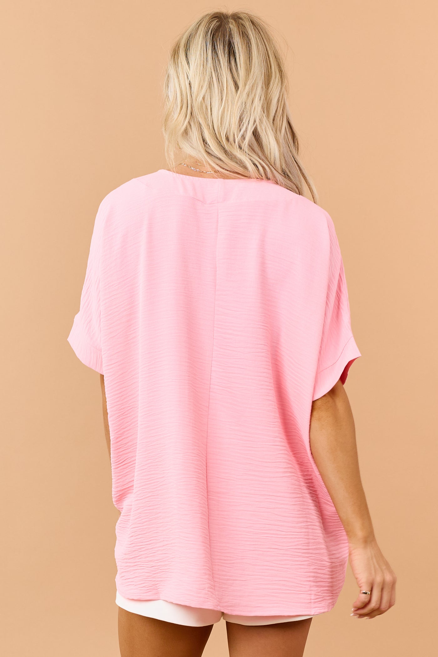 Punch Textured V-Neck Dolman Sleeve Relaxed Top
