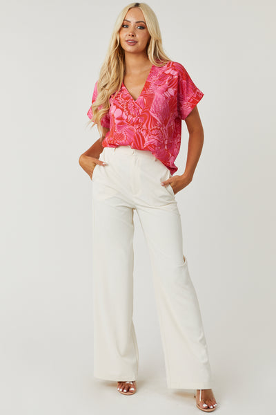 Punch and Scarlet Printed V Neck Blouse
