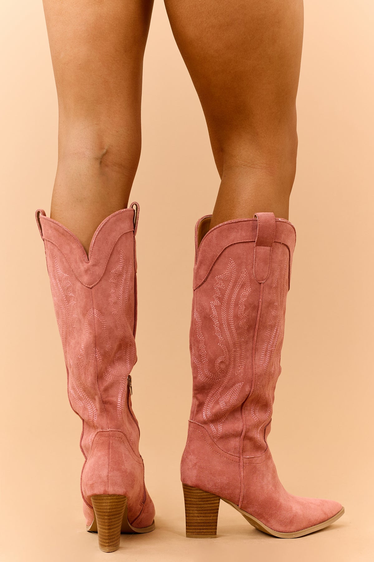 Punch Faux Suede Embroidered Tall Western Boots