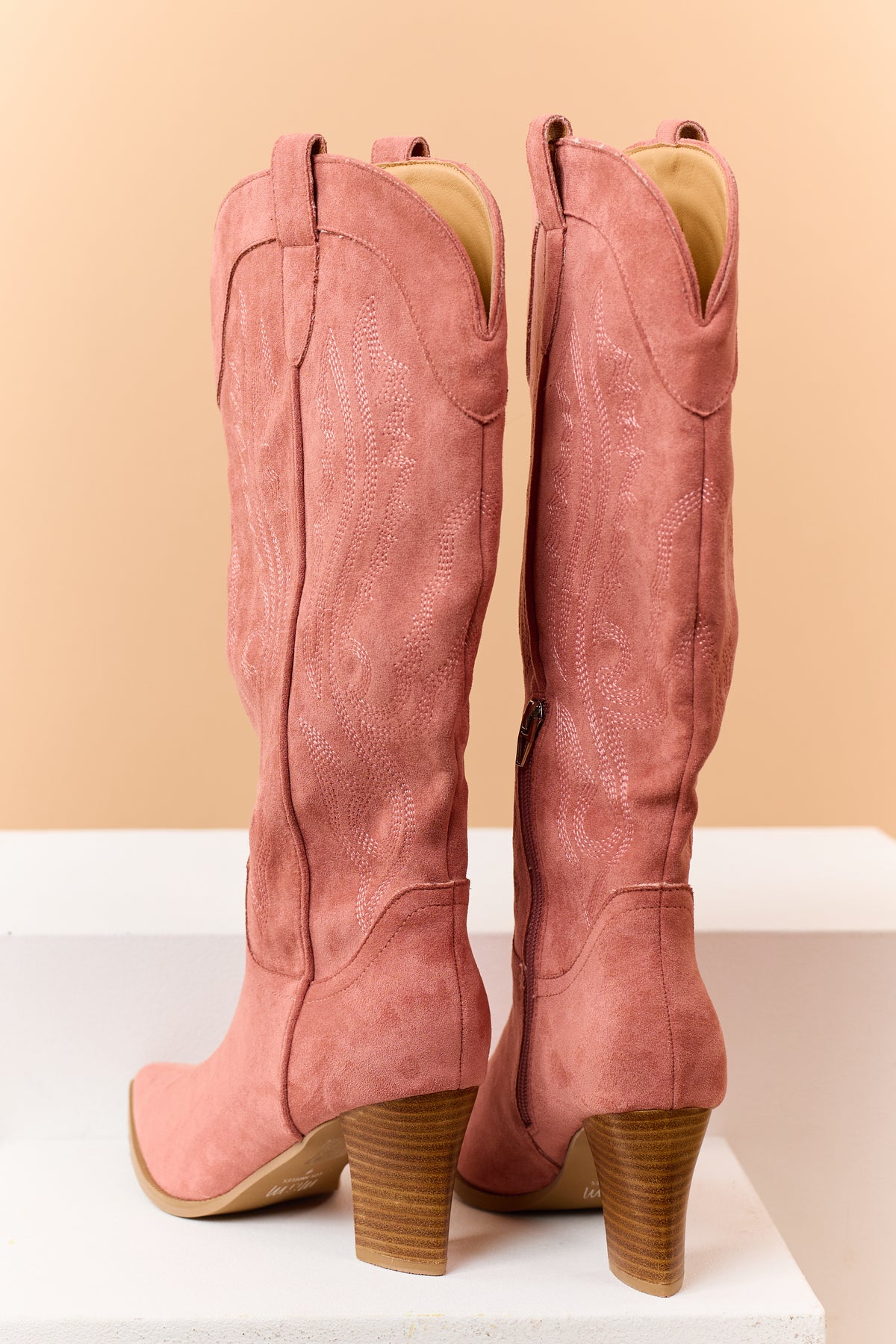 Punch Faux Suede Embroidered Tall Western Boots