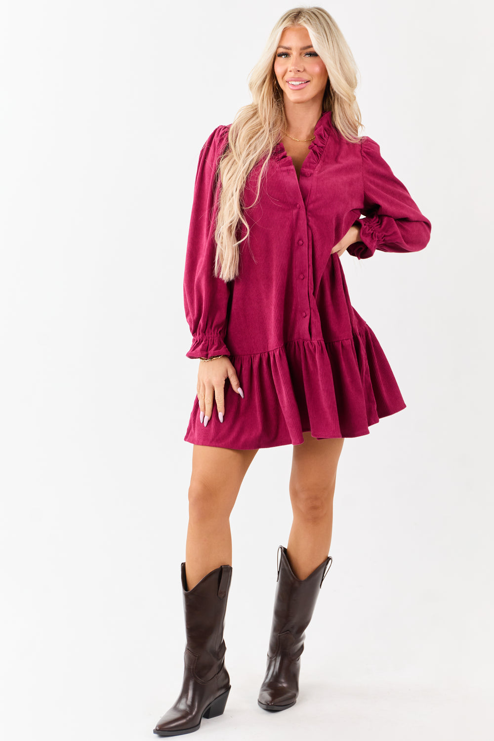 MINI BUTTON DOWN FRILL DRESS THE SWEET ESCAPE main image 1