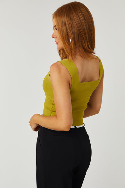 Rich Olive Square Neck Thick Knit Tank Top