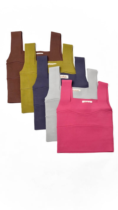 Rich Olive Square Neck Thick Knit Tank Top