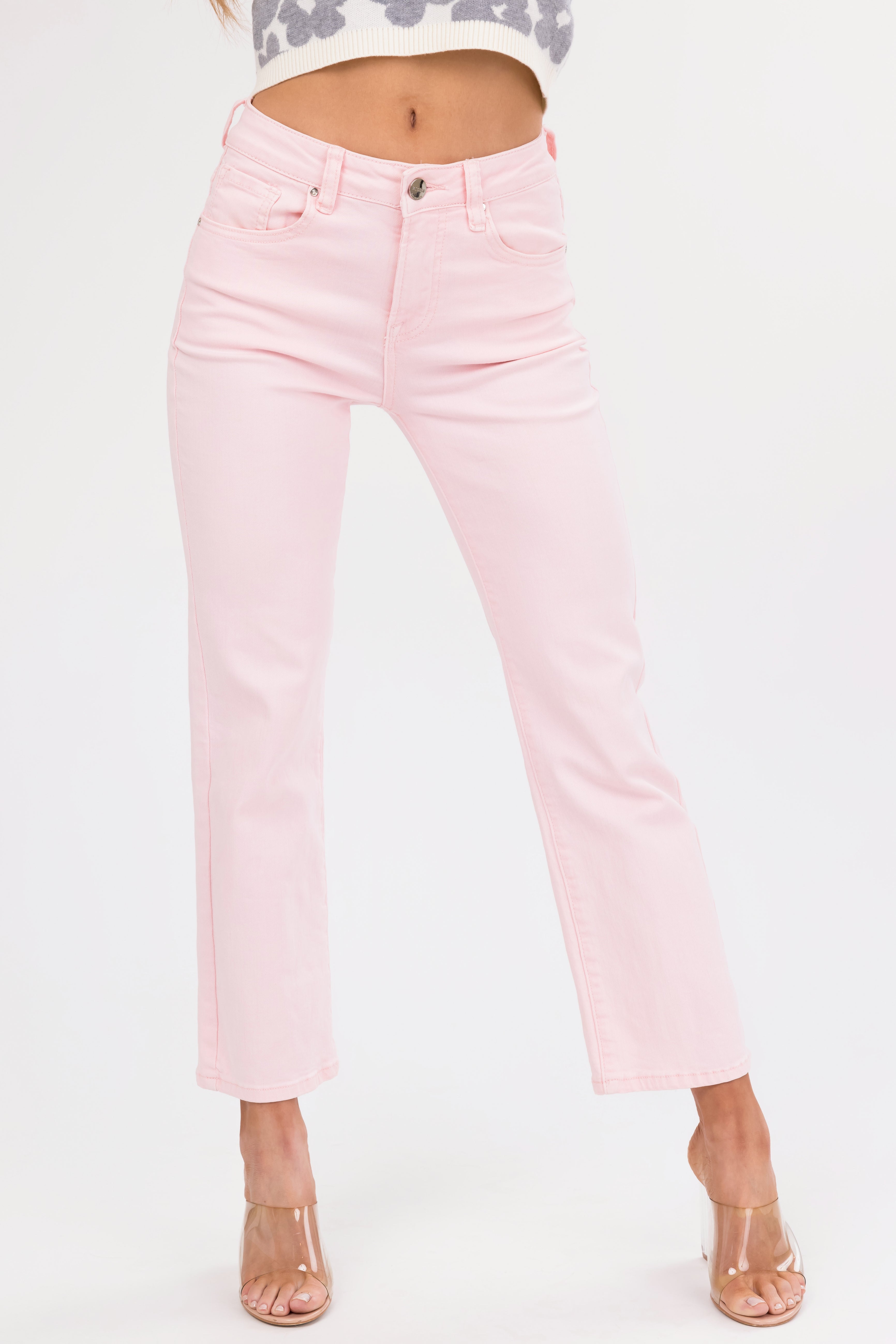 Risen Cherry Blossom Straight Leg Ankle Jeans | Lime Lush