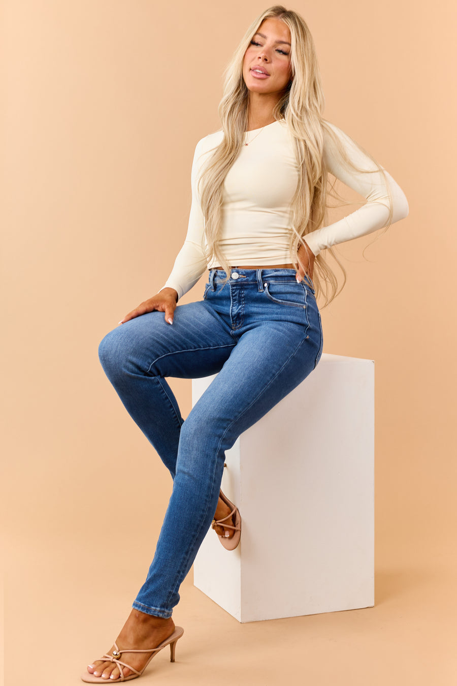Risen Dark Wash Stretchy Tummy Control Skinny Jeans