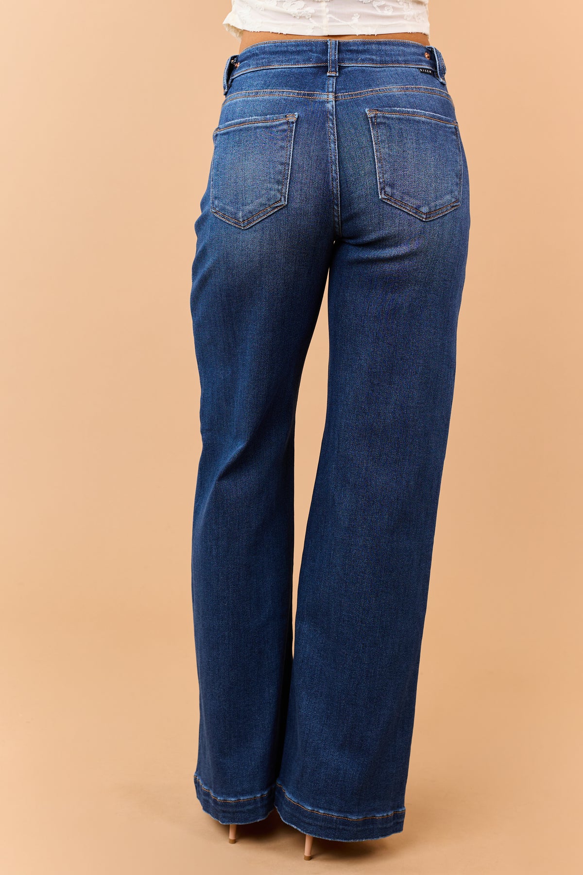 Risen Dark Wash Tummy Control Wide Leg Jeans