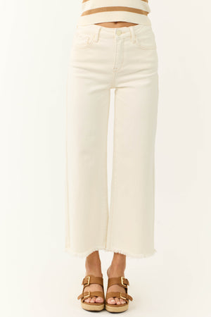 Risen Cream Eyelet Crop Jeans main image 1