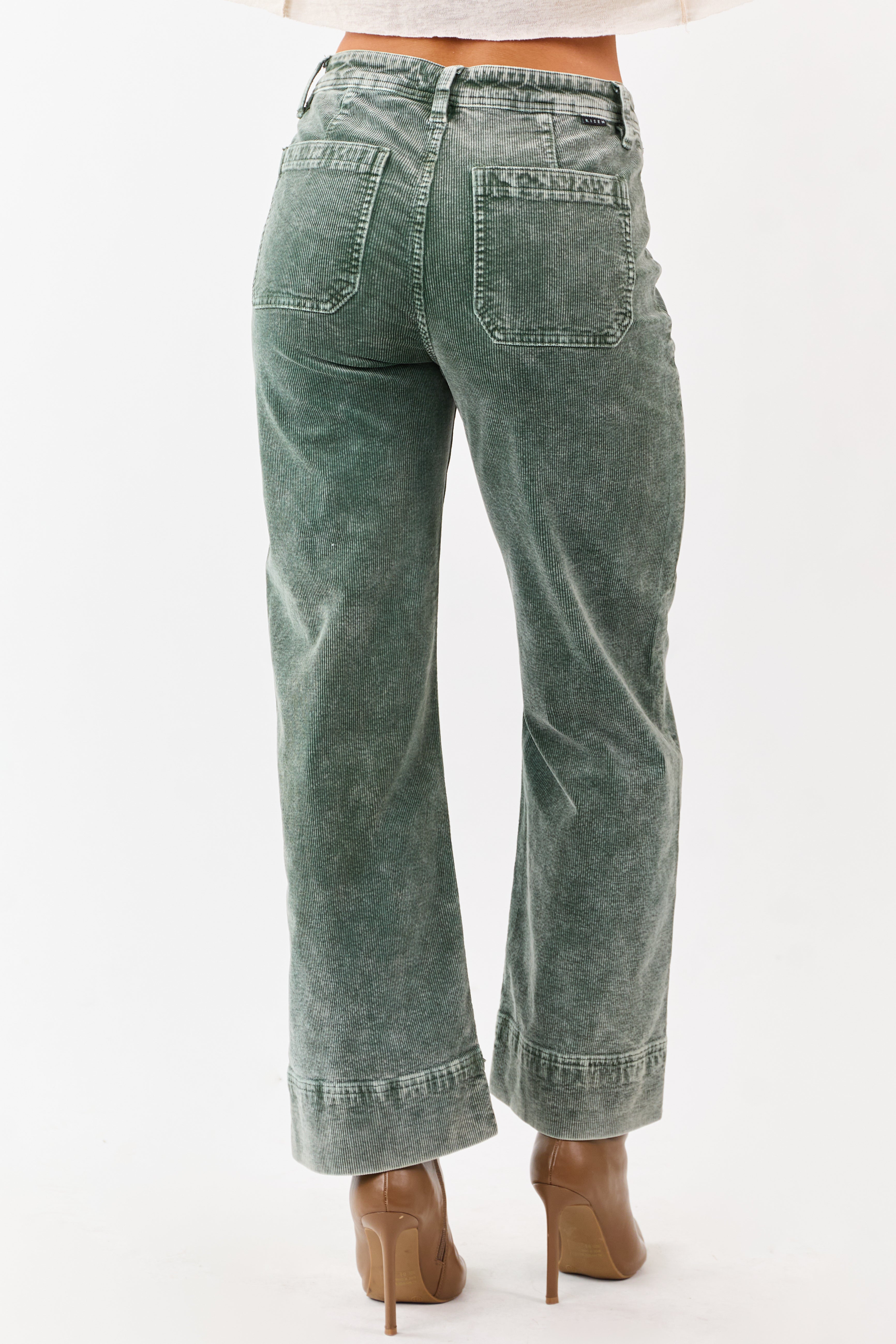 Risen Juniper Mineral Washed Corduroy Relaxed Pants | Lime Lush