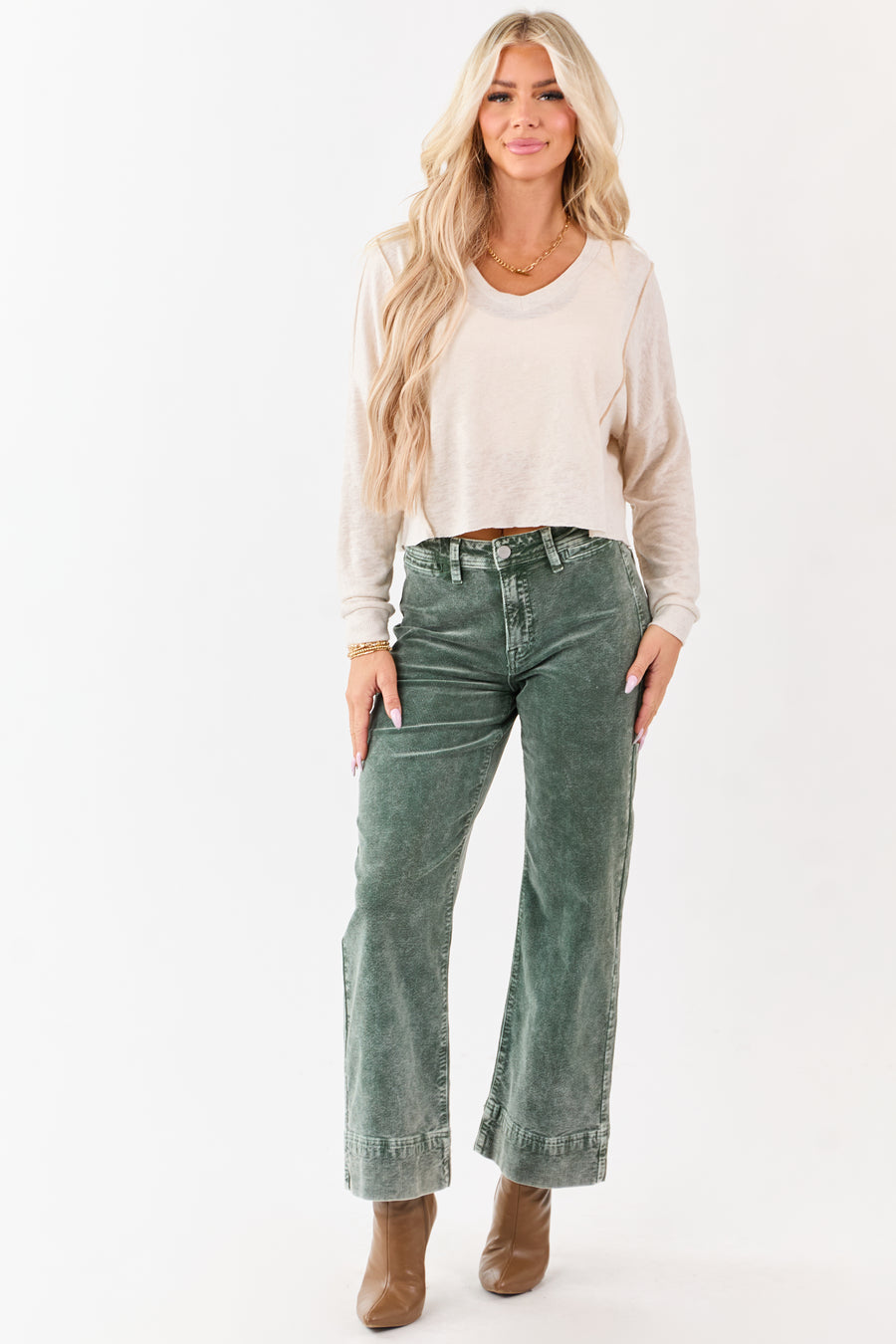 Risen Juniper Mineral Washed Corduroy Relaxed Pants
