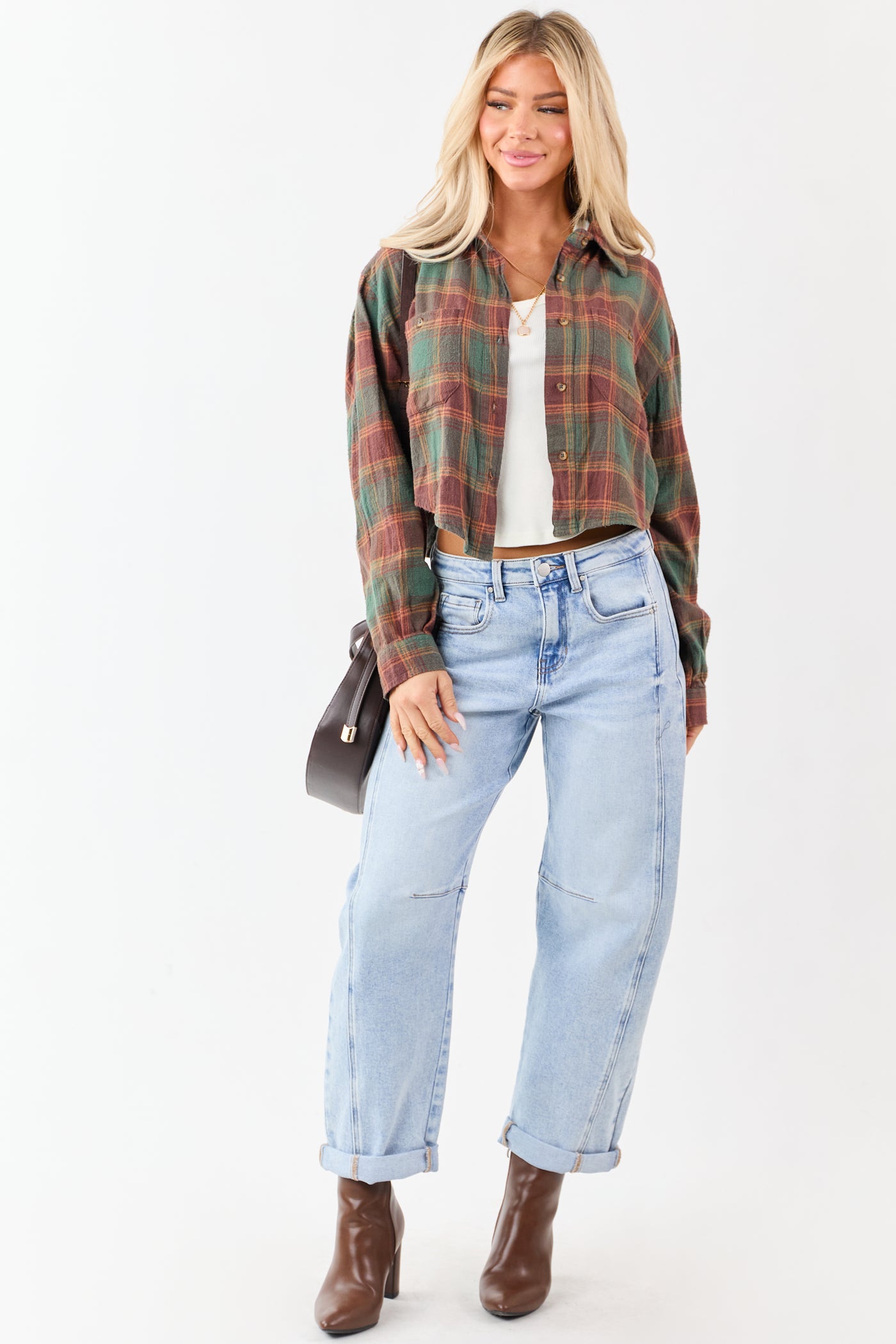 Risen Light Wash Cuffed Stretchy Barrel Jeans