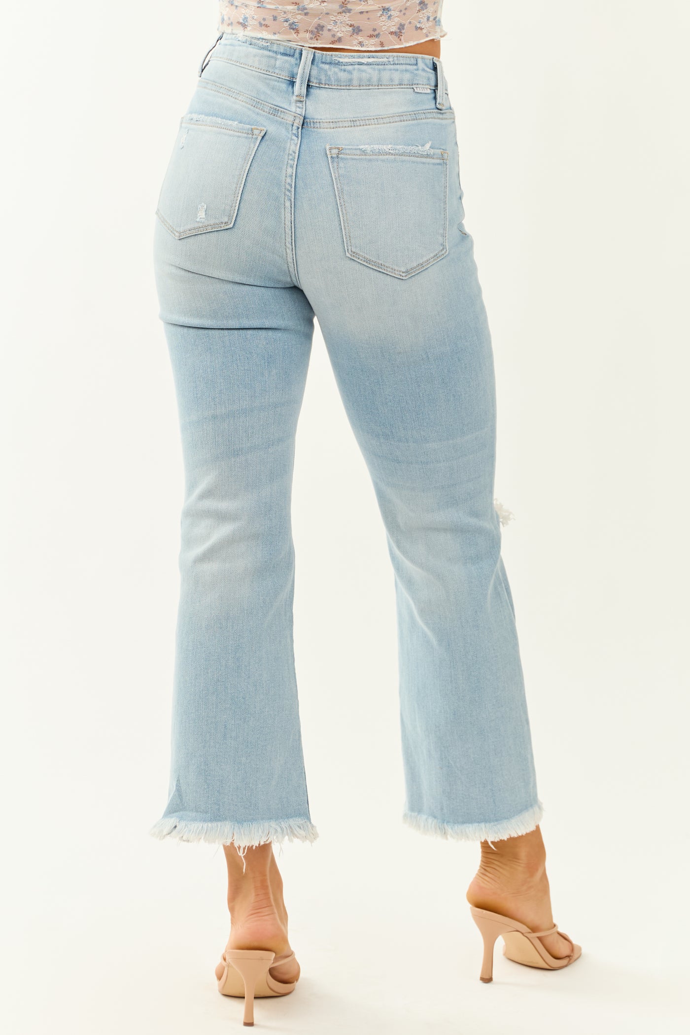 Risen Light Wash Stretchy Straight Leg Jeans