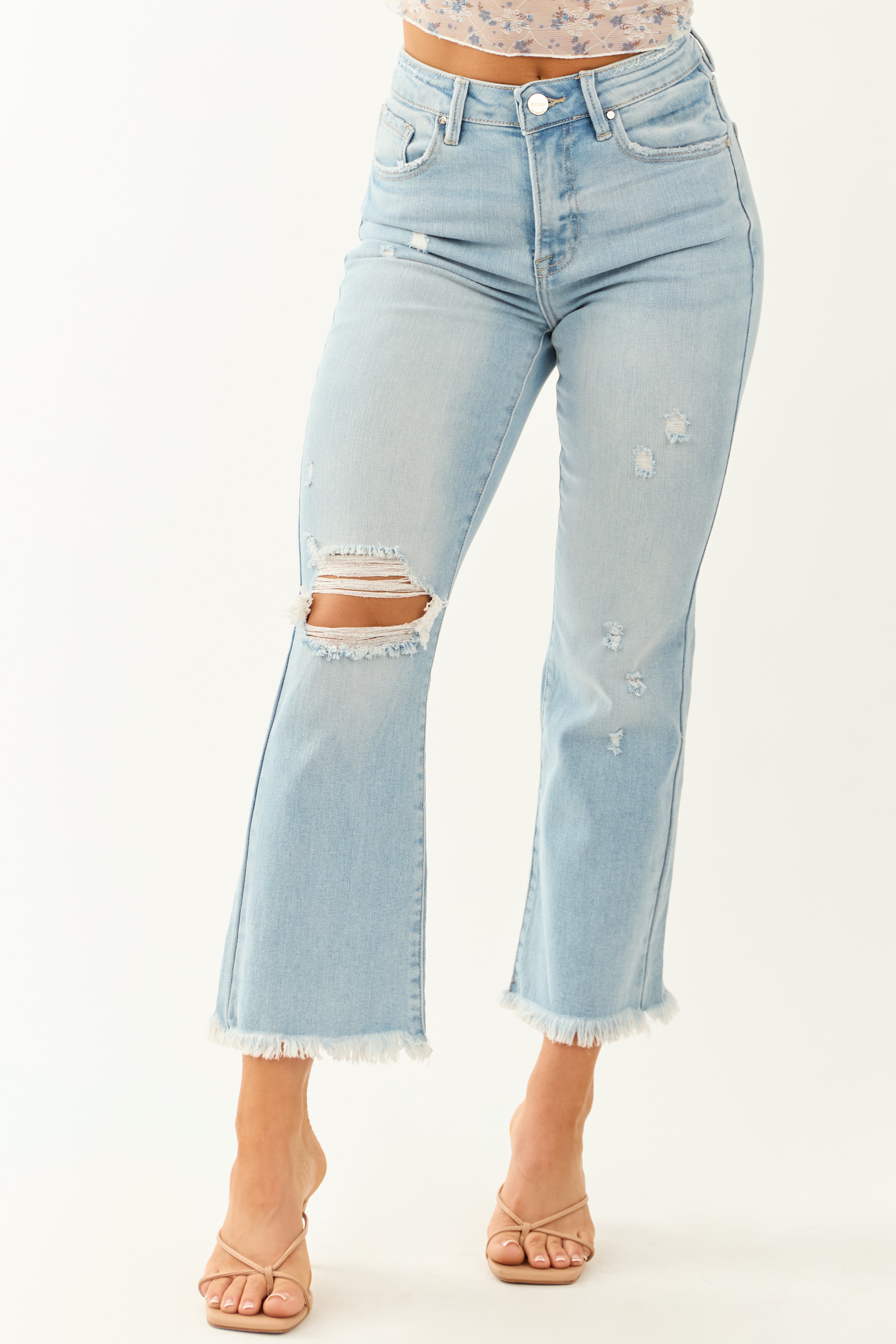 Risen Light Wash Stretchy Straight Leg Jeans