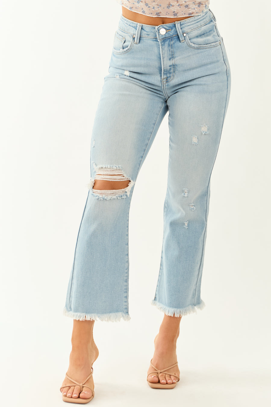 Risen Light Wash Stretchy Straight Leg Jeans