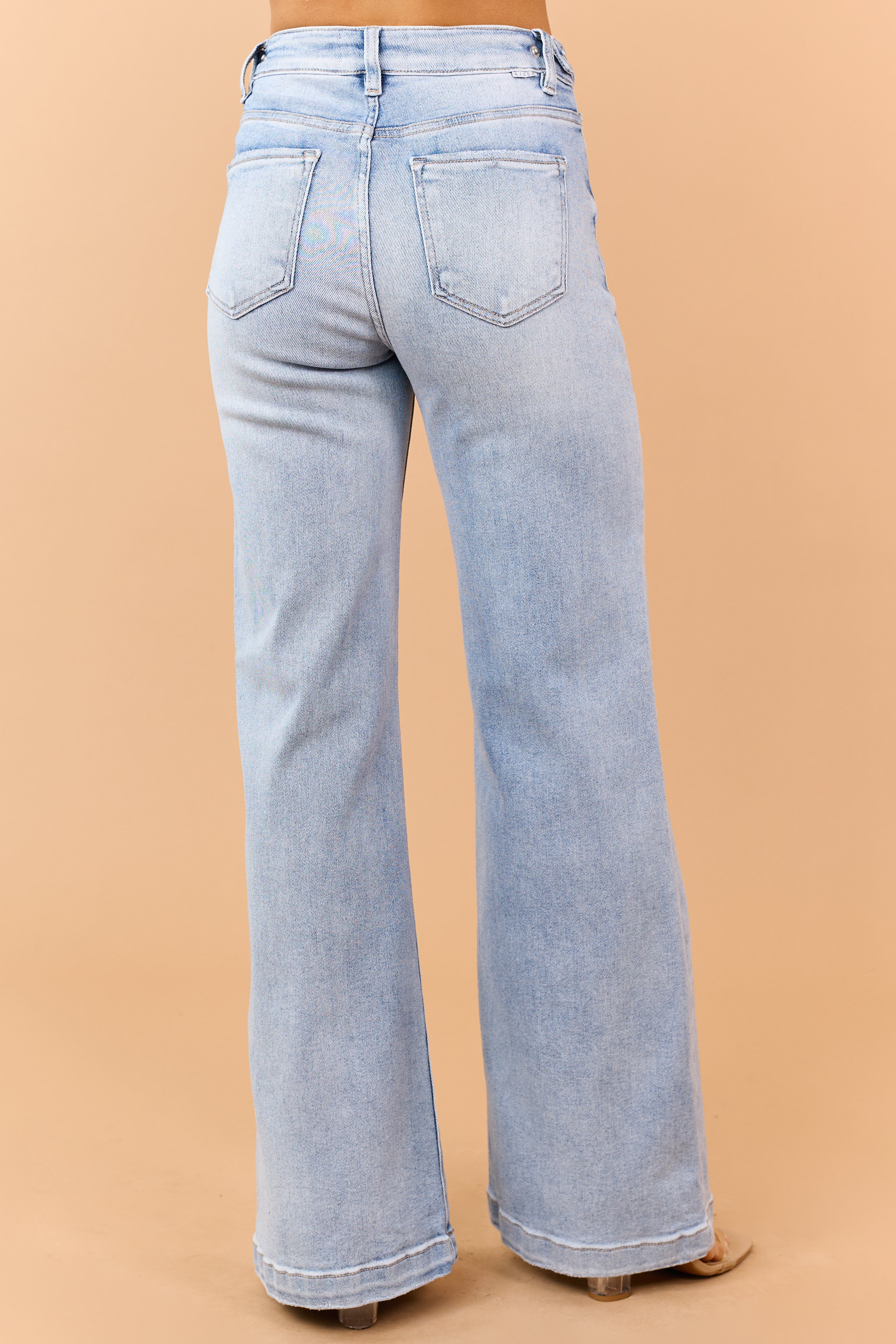 Risen Light Wash Tummy Control Stretch Wide Jeans