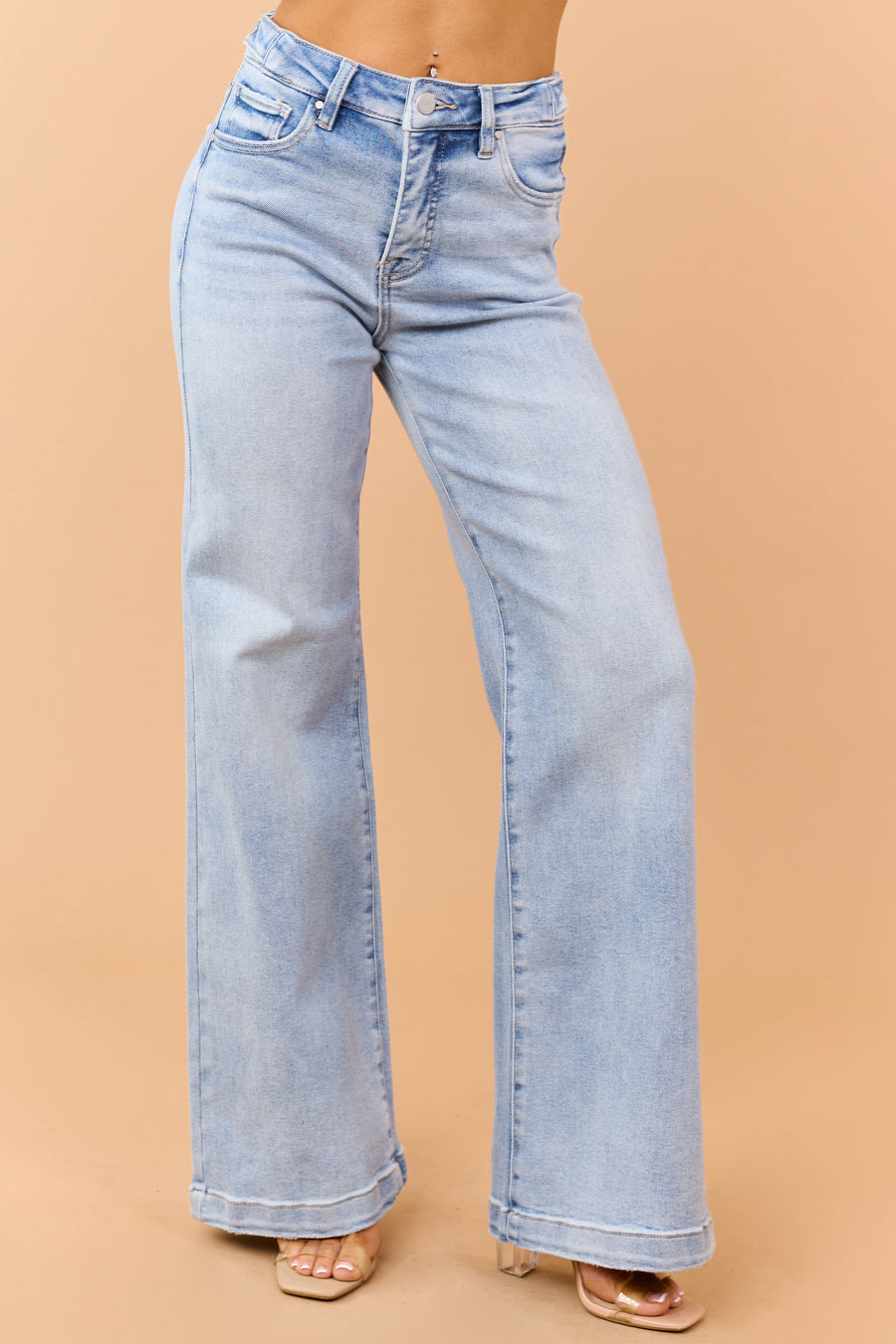 Risen Light Wash Tummy Control Stretch Wide Jeans