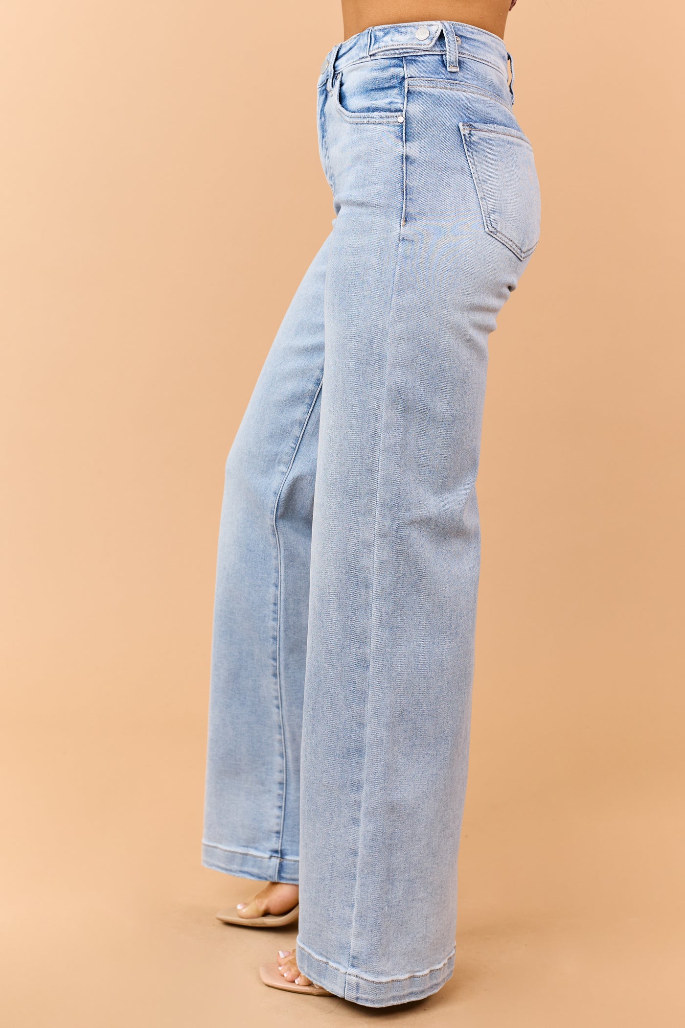 Risen Light Wash Tummy Control Stretch Wide Jeans