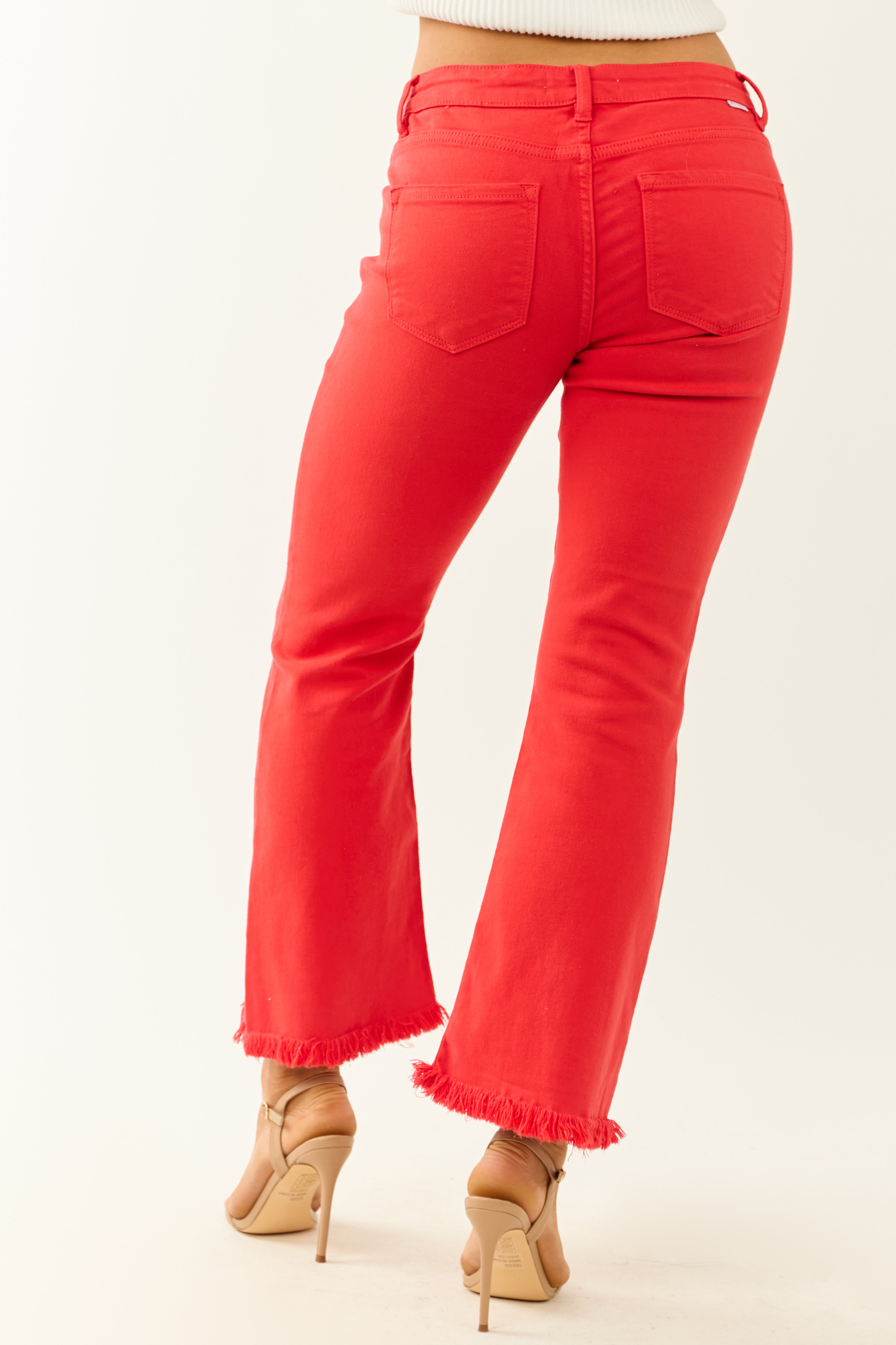Risen Lipstick Tummy Control Stretchy Flare Jeans