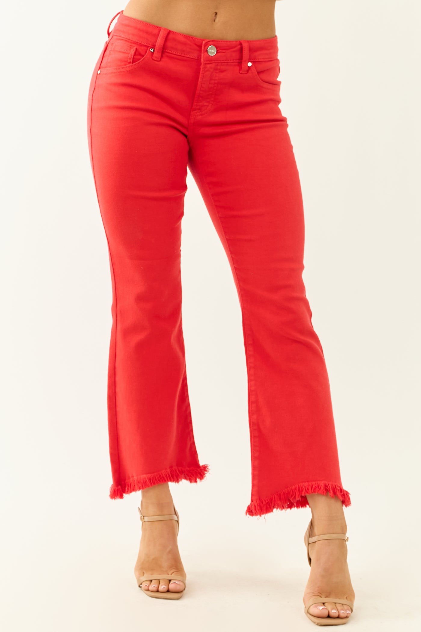 Risen Lipstick Tummy Control Stretchy Flare Jeans