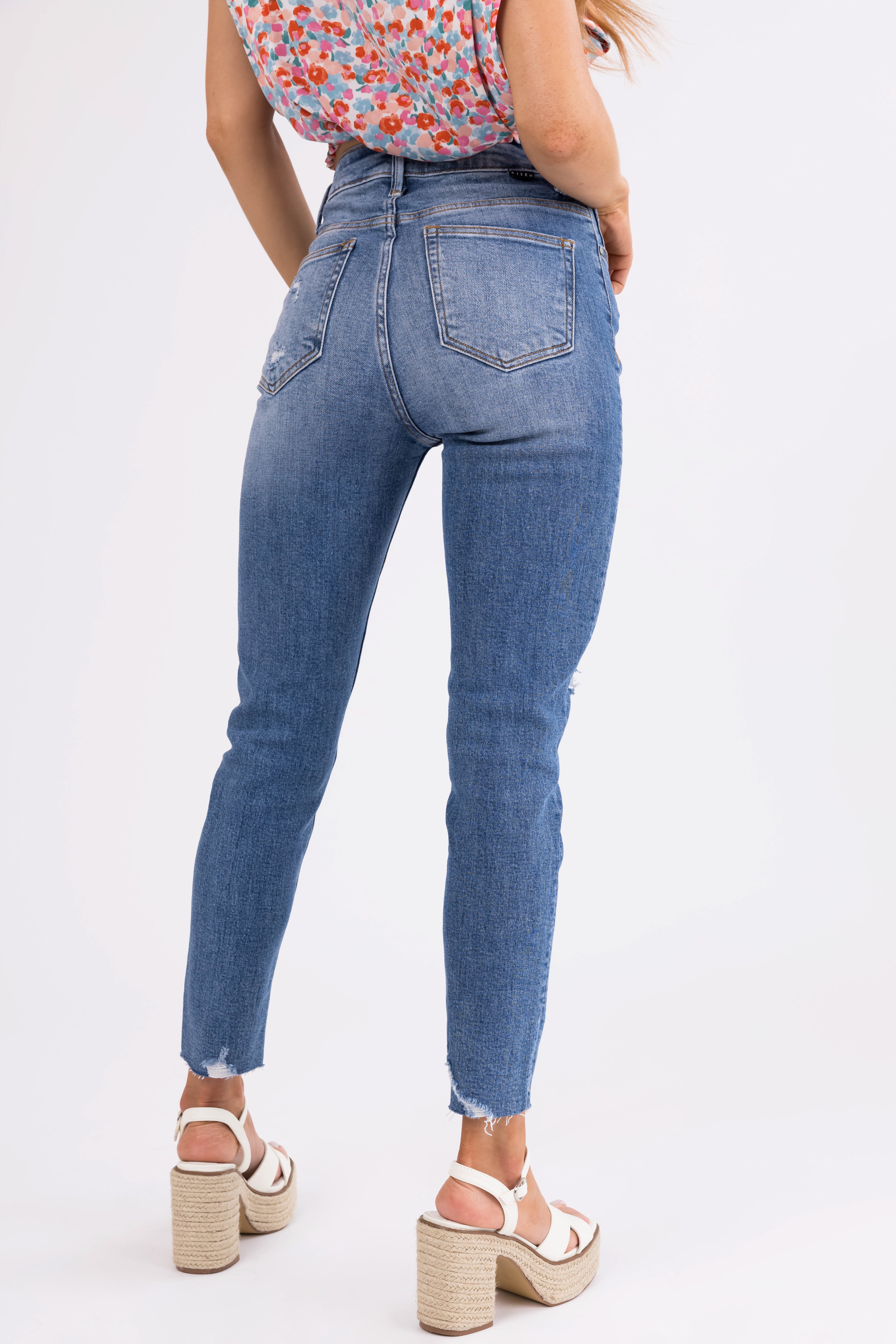 Risen Medium Wash High Rise Skinny Jeans | Lime Lush Boutique