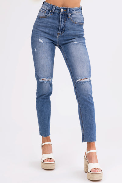 Risen Medium Wash High Rise Skinny Jeans | Lime Lush Boutique