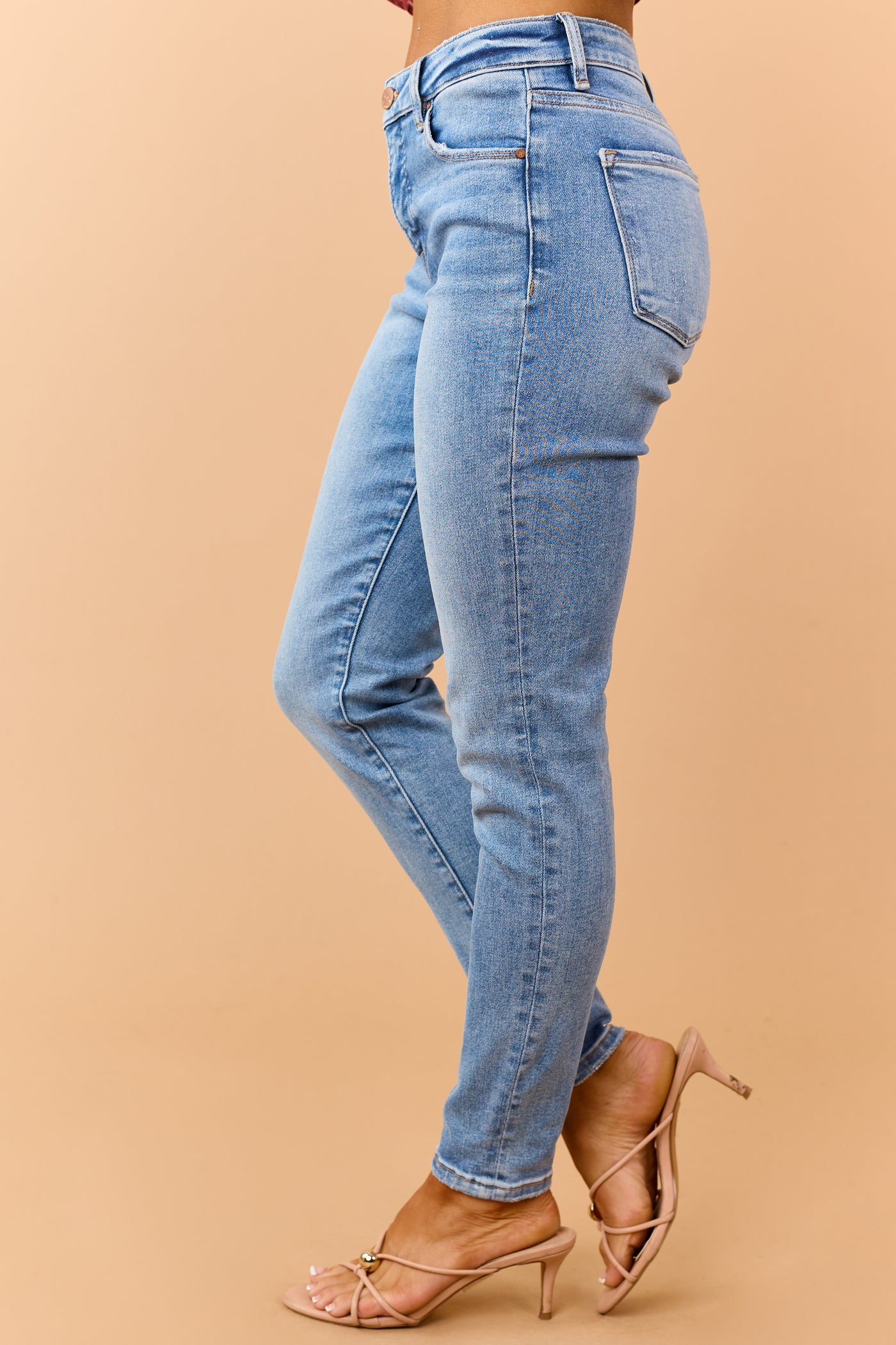 Risen Medium Wash Stretchy Tummy Control Skinny Jeans