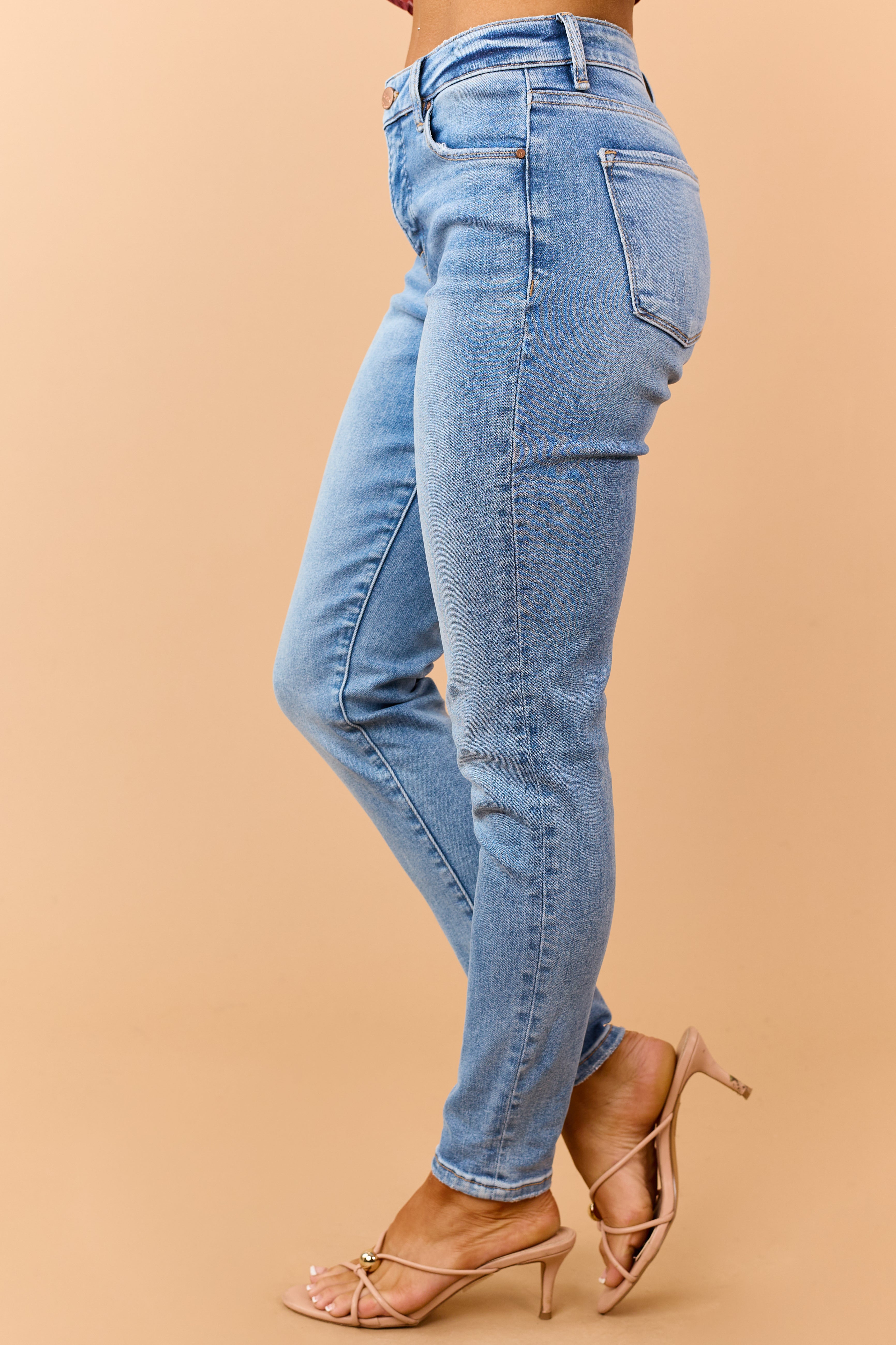 Risen Medium Wash Stretchy Tummy Control Skinny Jeans