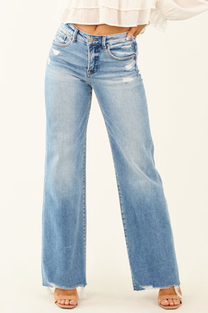 NEWYORKLISTED STYLE COLLECTION: RISEN Full Size Tummy Control Elastic Band Mid Rise Straight Jeans Plus Size