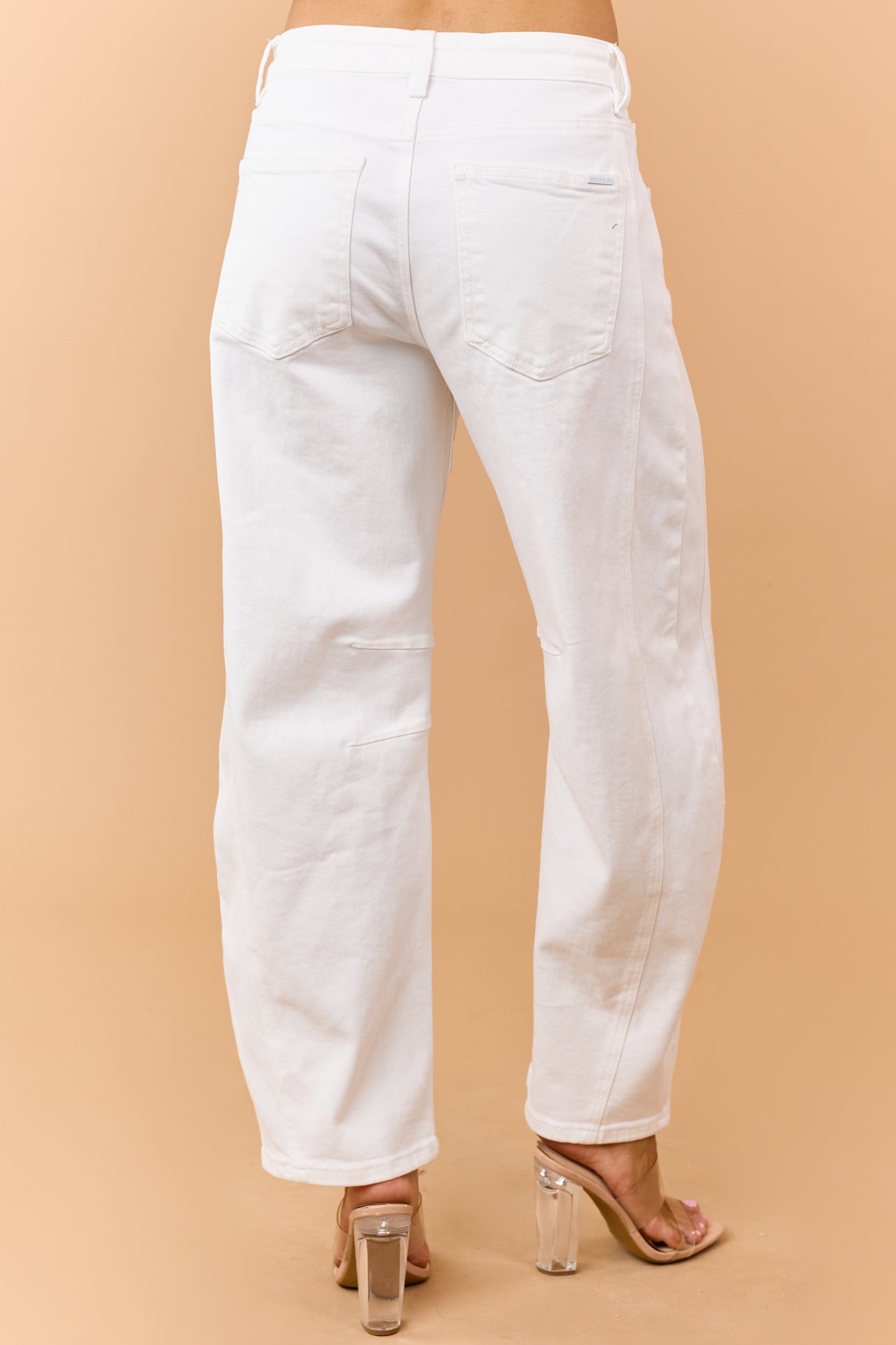 Risen Off White Stretchy Slouchy Barrel Jeans
