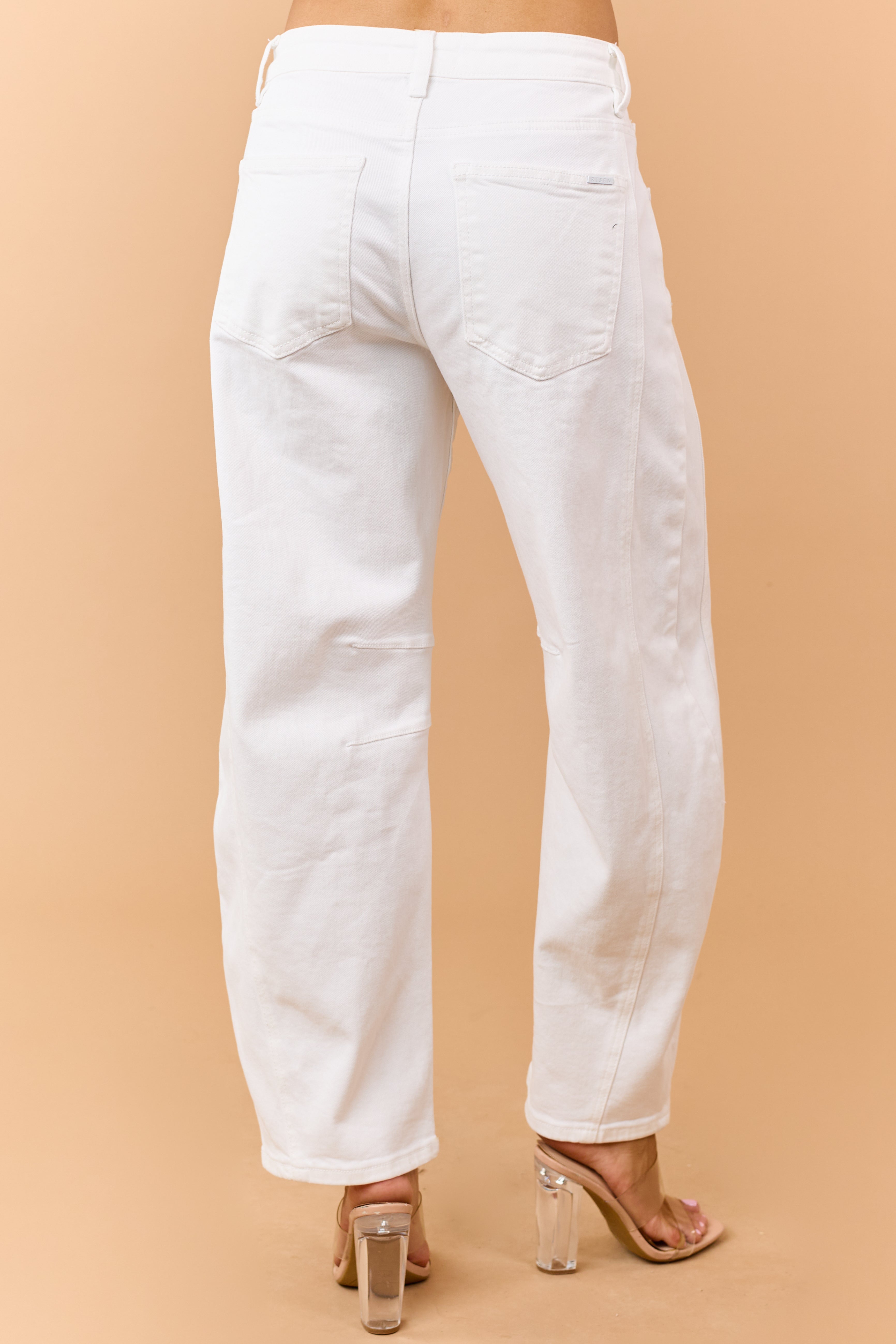 Risen Off White Stretchy Slouchy Barrel Jeans