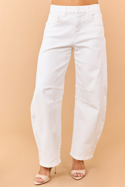 Risen Off White Stretchy Slouchy Barrel Jeans