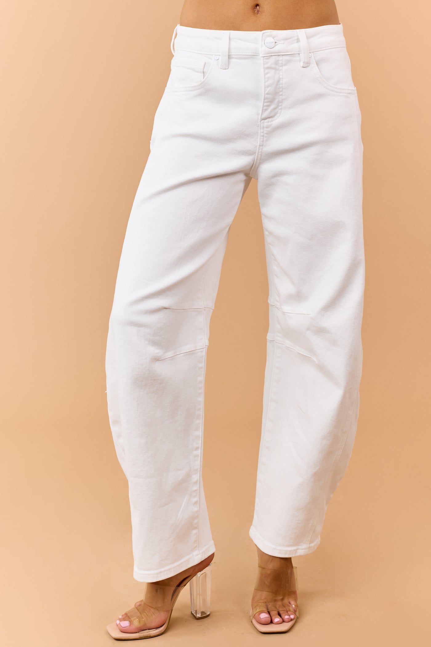 Risen Off White Stretchy Slouchy Barrel Jeans