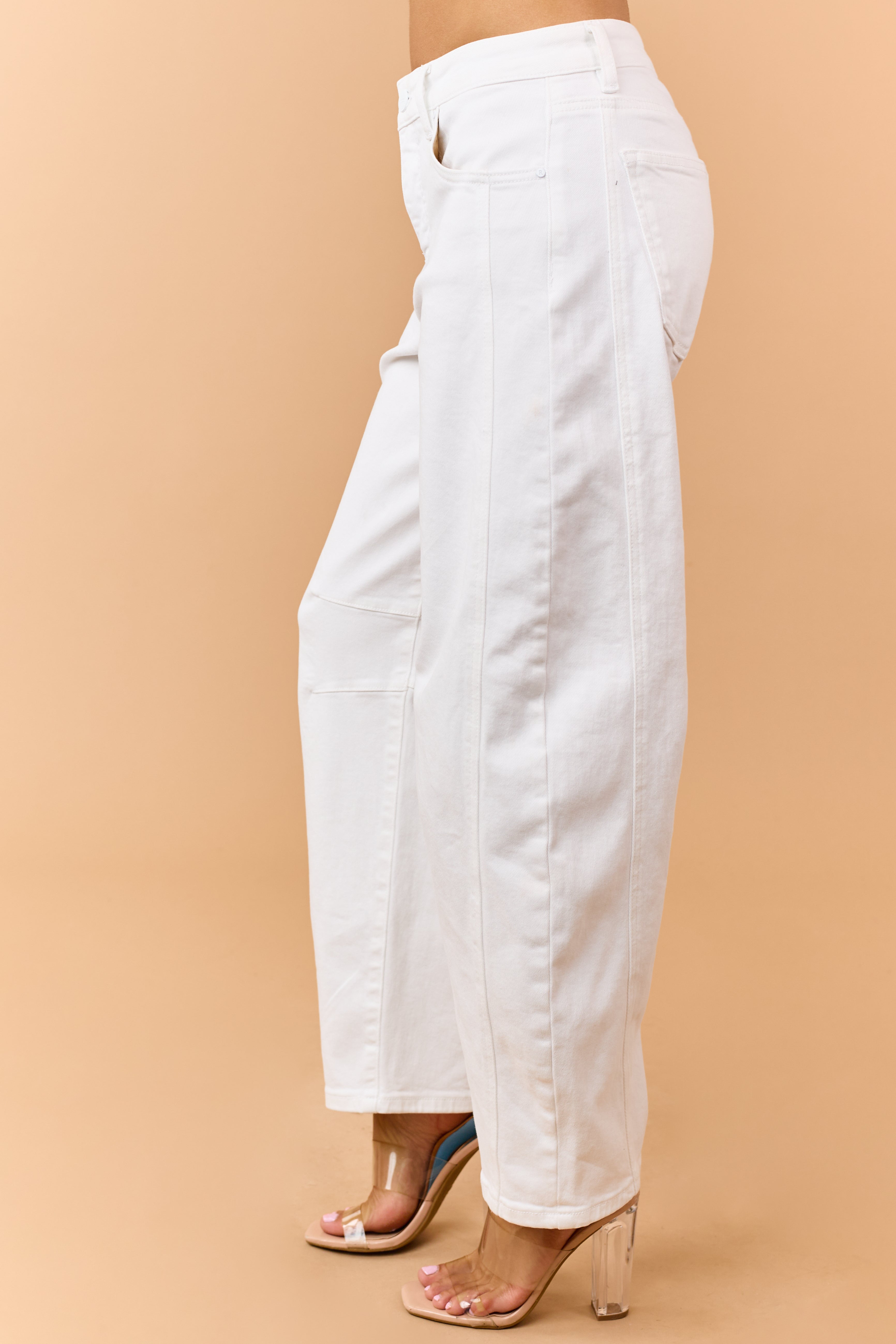 Risen Off White Stretchy Slouchy Barrel Jeans