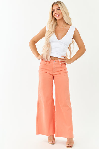 Risen Peach Tummy Control Stretchy Palazzo Jeans